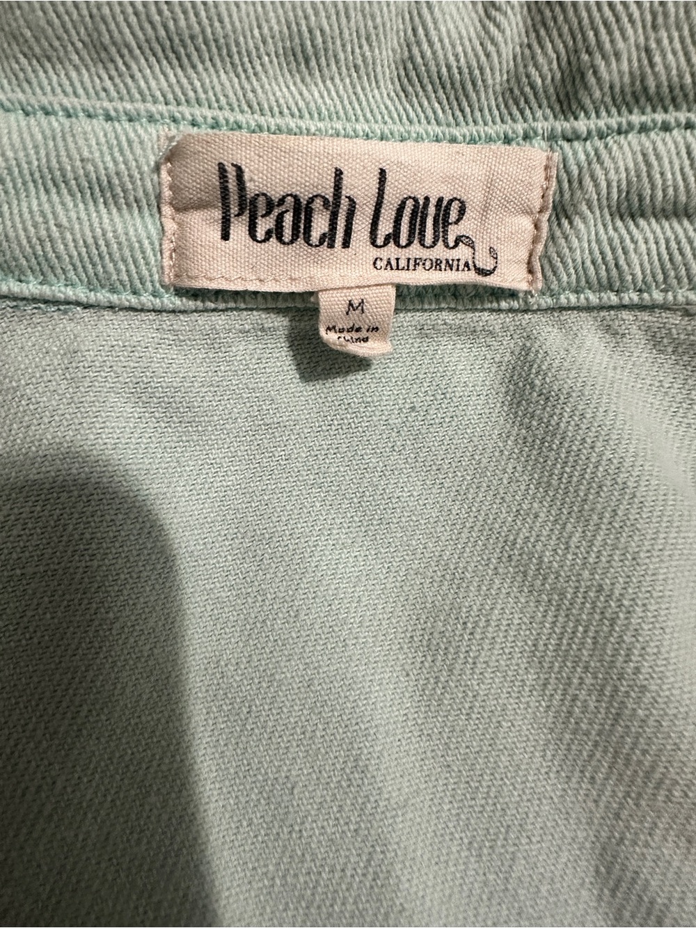 Peach Love California Light Mint Green Shirt Jacket- M - Picture 3 of 3